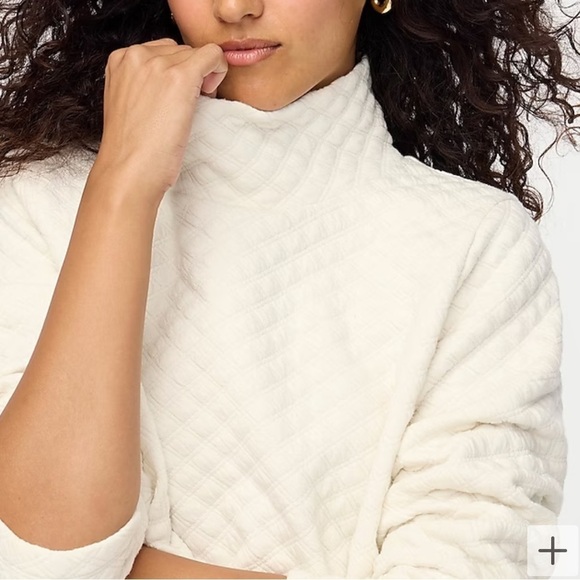 J crew quilted mockneck pullover ivory - Picture 3 of 4